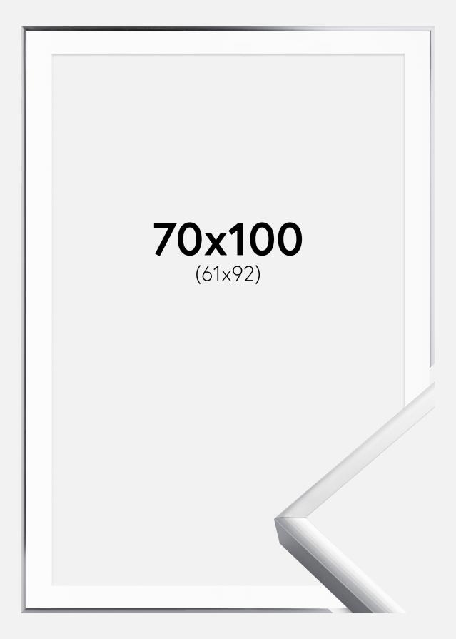 Raam Poster Frame Aluminum hobedane 70x100 cm - paspartuu valge