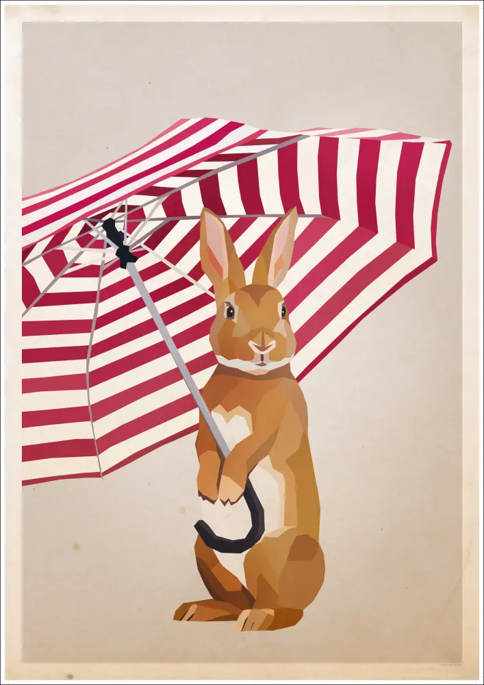 Rabbit with Umbrella Plakat