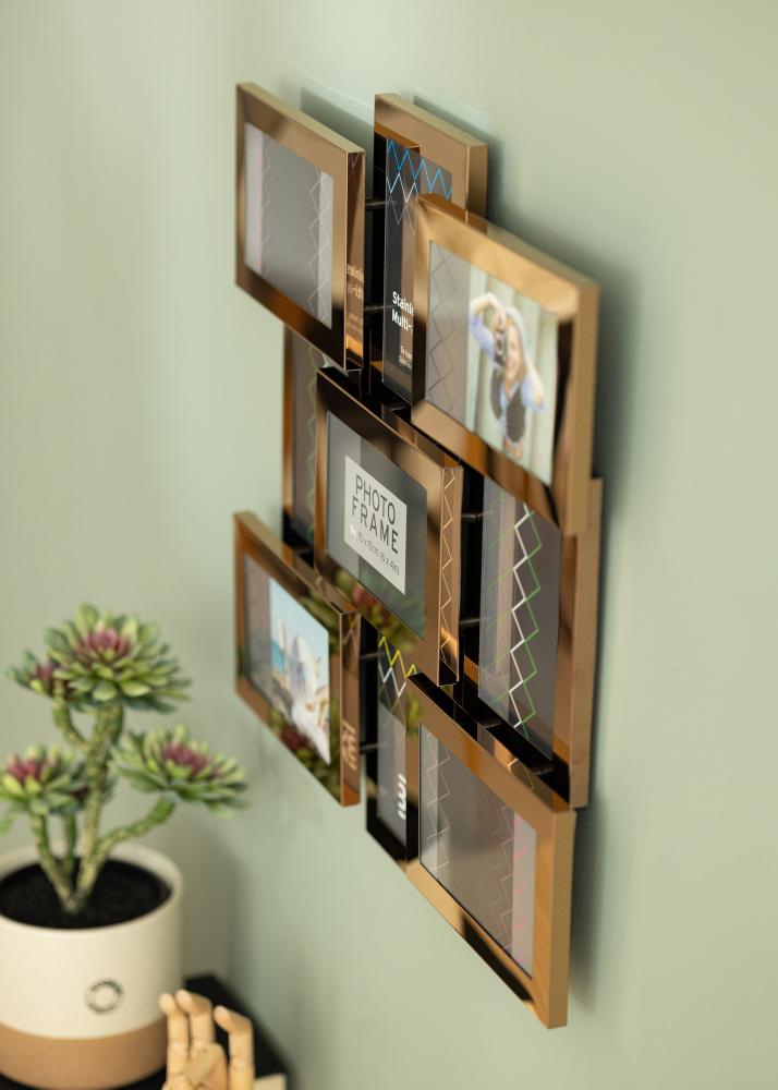 Stainless Steel kollaazraam roosakas kuldne - 9 pildid