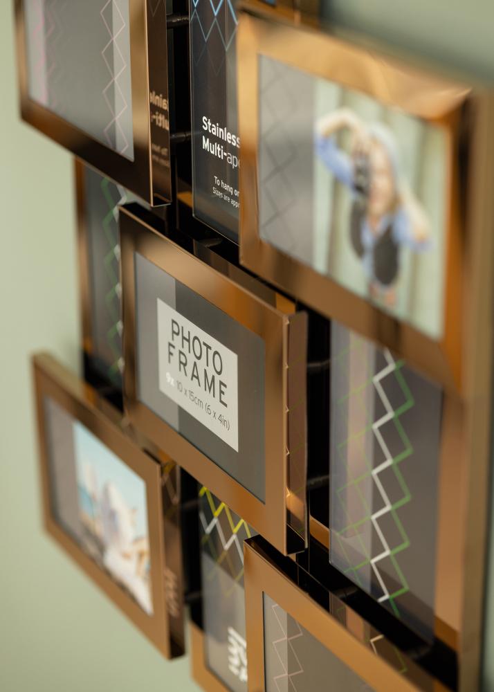 Stainless Steel kollaazraam roosakas kuldne - 9 pildid