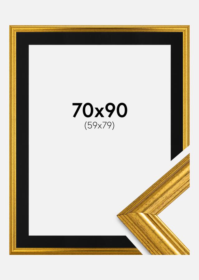 Raam Västkusten kuldne 70x90 cm - paspartuu muster 60x80 cm