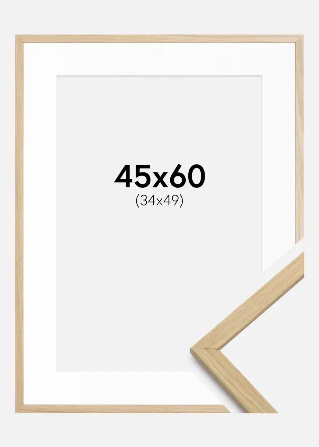 Raam Edsbyn tamm 45x60 cm - paspartuu valge 35x50 cm