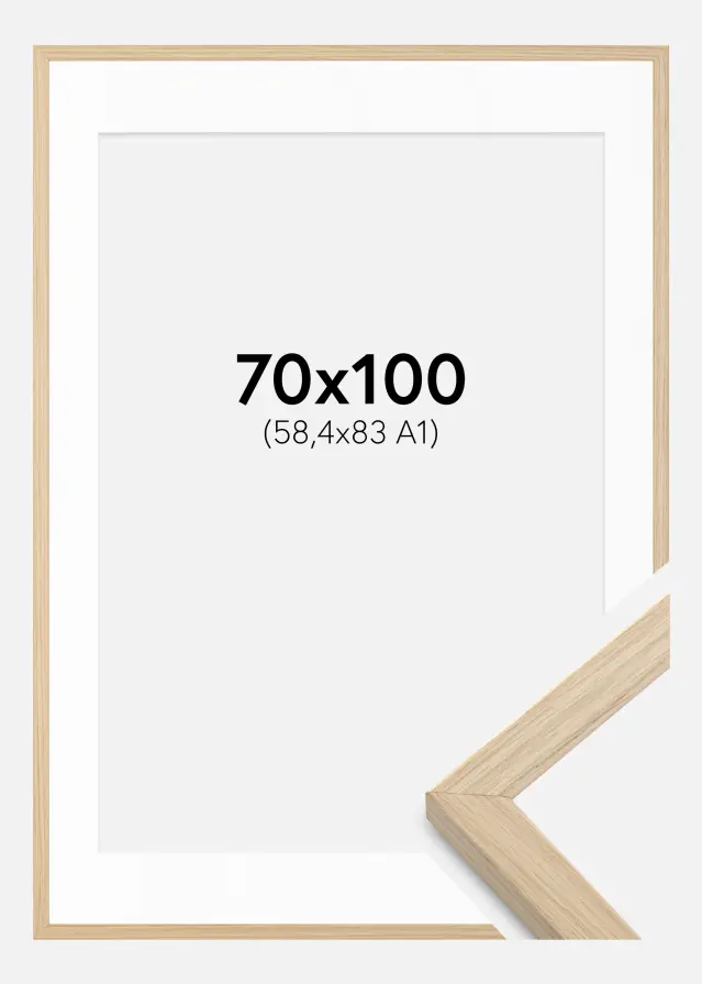 Raam Grimsåker tamm 70x100 cm - paspartuu valge 59,4x84 cm (A1)