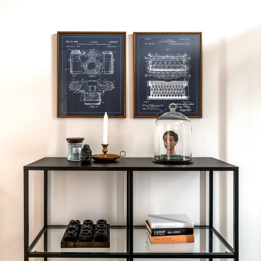 Patenteeritud joonistus - kirjutusmasin - sinine Plakat