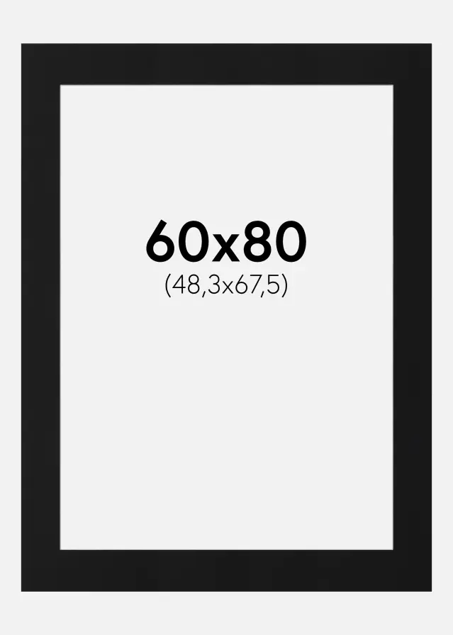 Paspartuu Must Standard (Valge Südamik) 60x80 cm (48,3x67,5)