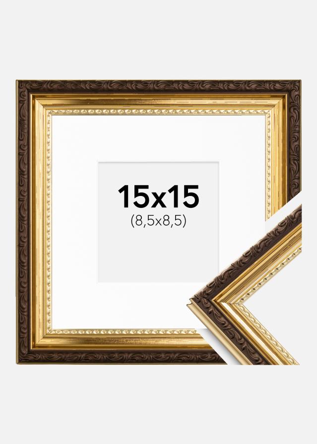 Raam Abisko kuldne 15x15 cm - paspartuu valge 9x9 cm