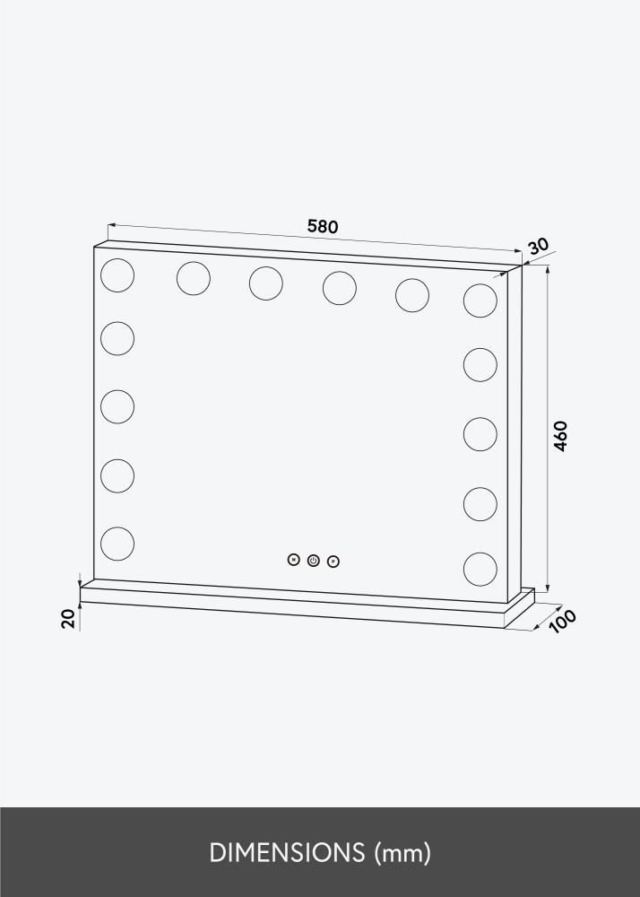 KAILA meikimispeegel Base LED 14 muster 56x46 cm