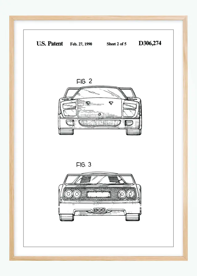 Patenteeritud joonistus - Ferrari F40 III Plakat