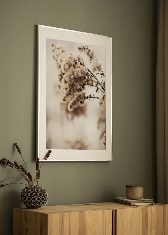 Raam alumiinium tuhm hobedane 50x70 cm - paspartuu valge 42x59,4 cm (A2)