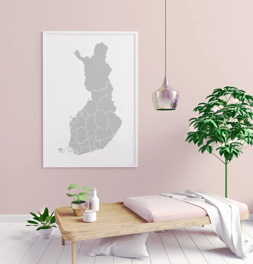 Kaart - Finland - hall Plakat