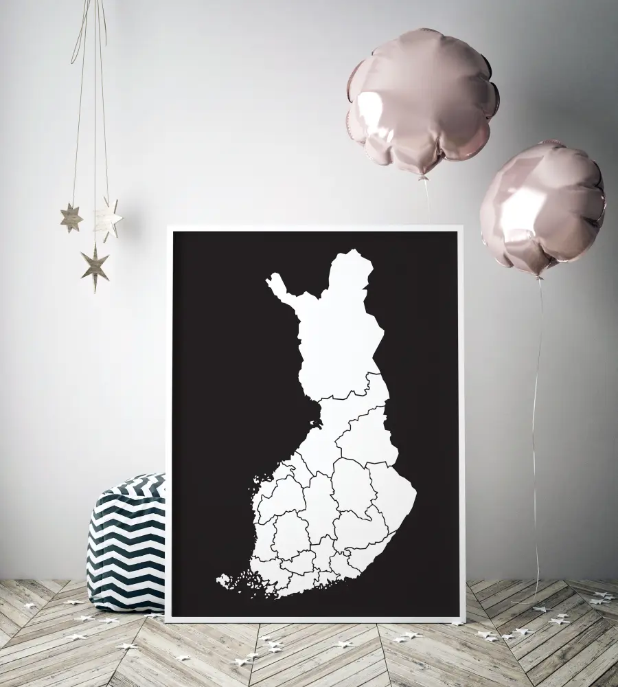 Kaart - Finland - valge Plakat
