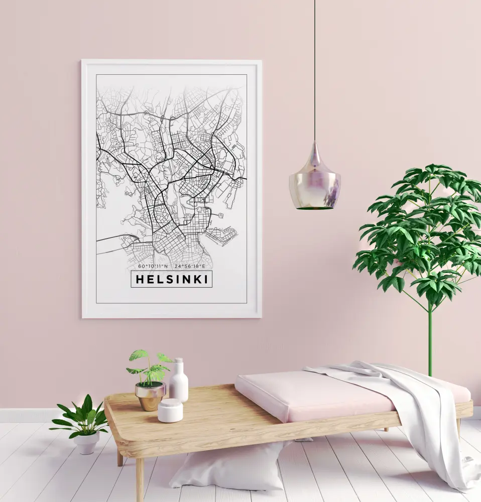 Kaart - Helsinki - valge Plakat
