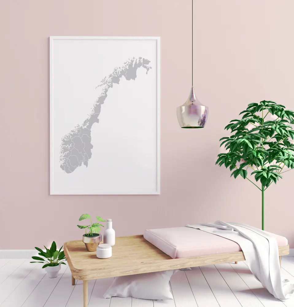 Kaart - Norge - hall Plakat