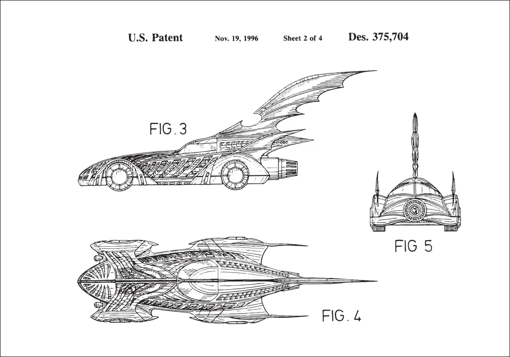 Patenteeritud joonistus - Batman - Batmobile 1996 II Plakat