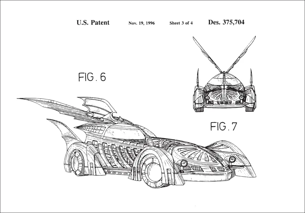 Patenteeritud joonistus - Batman - Batmobile 1996 III Plakat