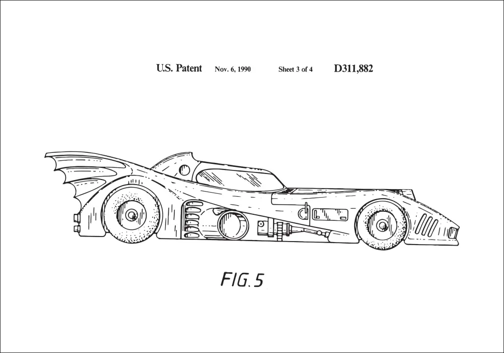 Patenteeritud joonistus - Batman - Batmobile 1990 III Plakat