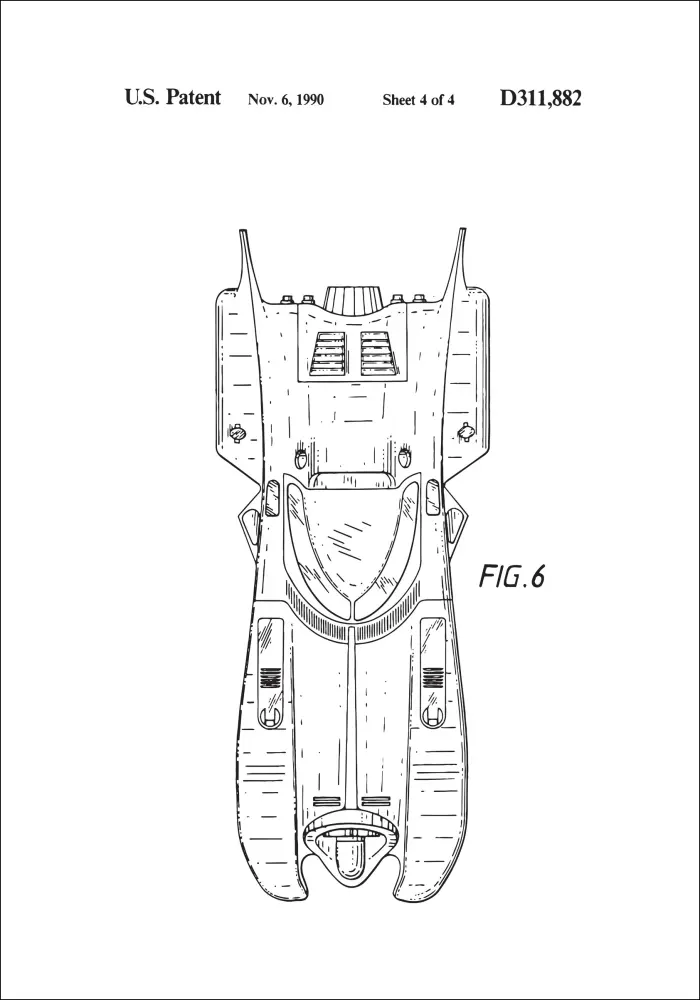 Patenteeritud joonistus - Batman - Batmobile 1990 IIII Plakat