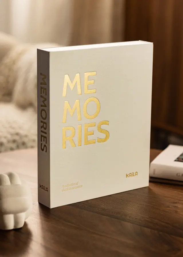 KAILA MEMORIES Cream - Coffee Table Photo Album (60 musta lehekülge)