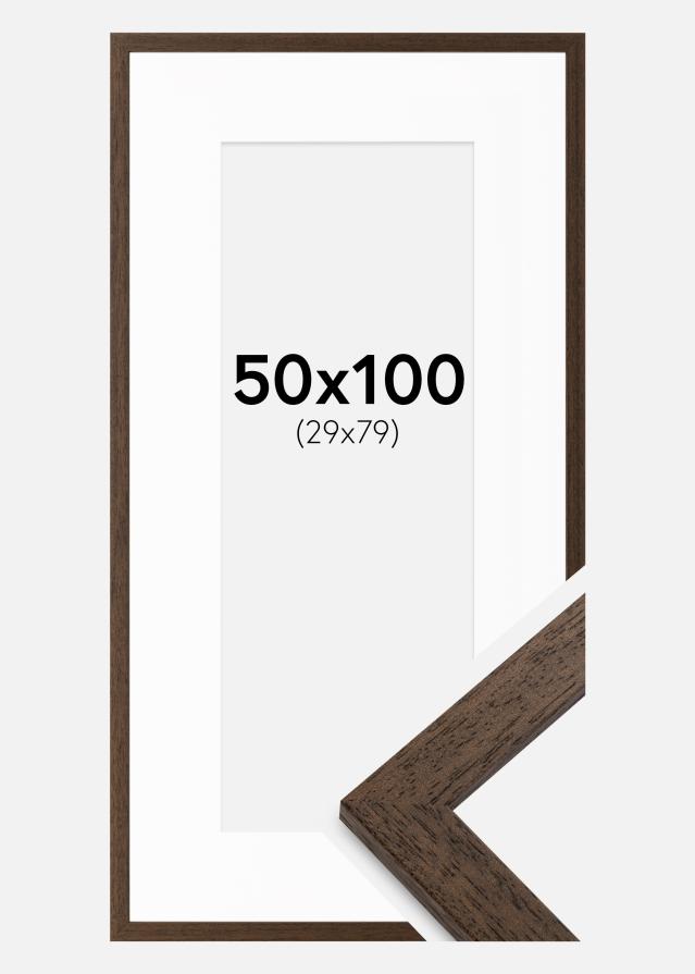Raam Brown Wood 50x100 cm - paspartuu valge 30x80 cm