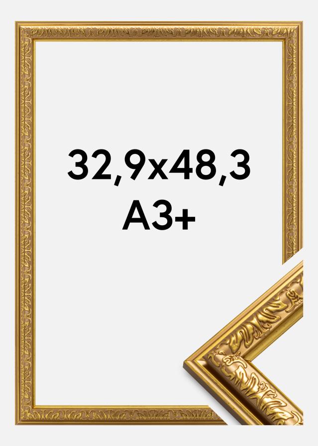 Raam Nostalgia Akruulklaas kuldne 32,9x48,3 cm (A3+)