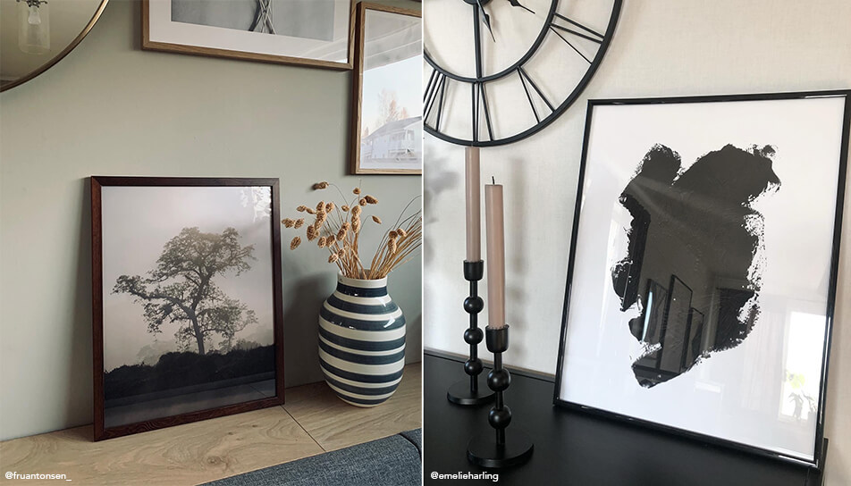 Seisvad pildid kummutil elutoas