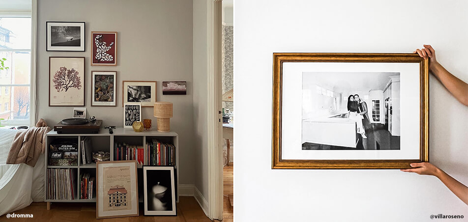 Erinevad pildiraamid elutoas