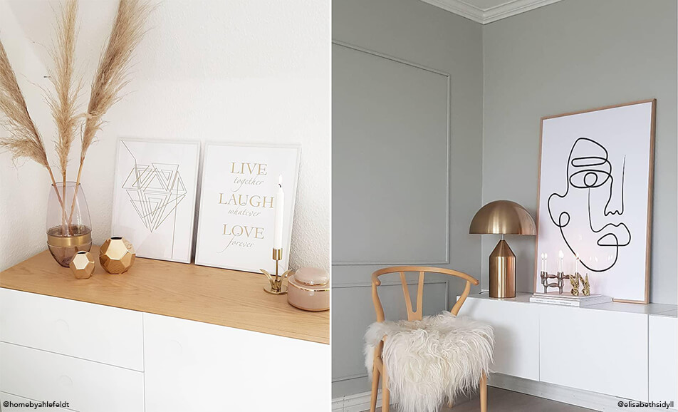 Elutuba heleda sisustuse ja heledate piltidega