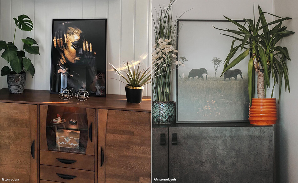 Pildid ja taimed kummutipealsel