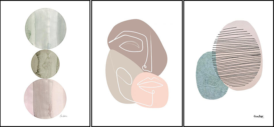 3 plakatit graafiliste trükkidega - abstraktne kunst